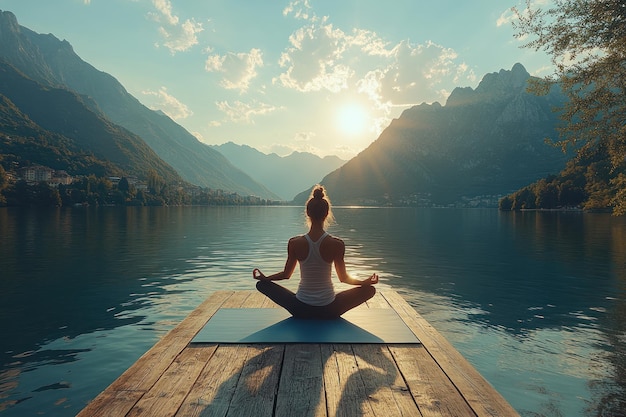 Yoga by the Lake with Mountain Views