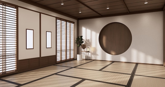 Yoga interior designcleaning minimalist room japan style 3D rendering