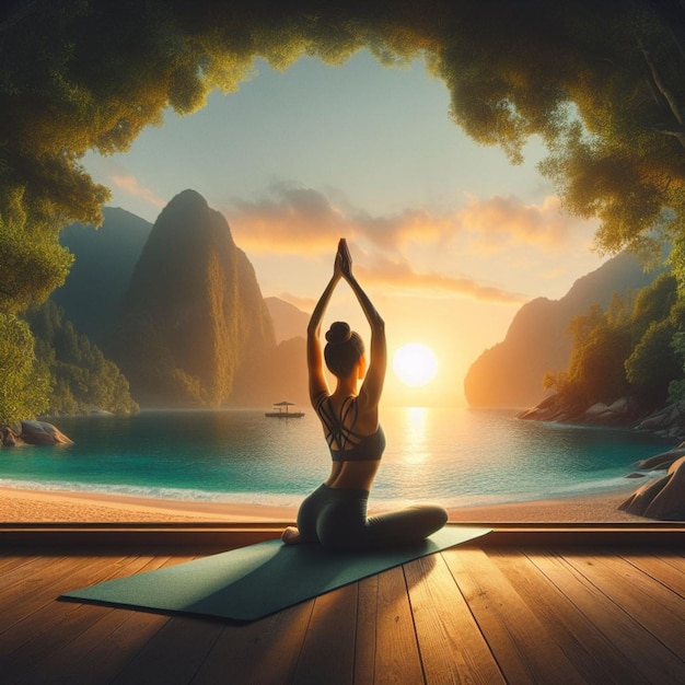 Yoga and mat realistic photo