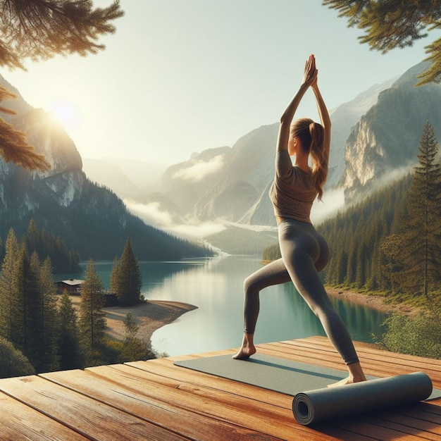 Yoga and mat realistic photo