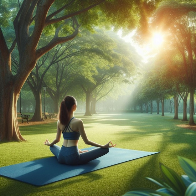 Yoga and mat realistic photo