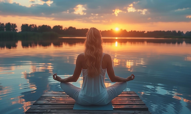 Yoga on a MistCovered Suspension Bridge at Sunrise