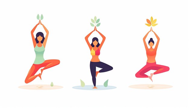 yoga poses in a flat illustration