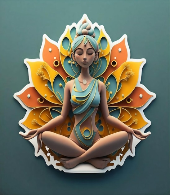 Yoga sticker illustration 3d render