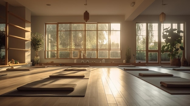 Yoga studio A space designed for practicing yoga AI generated