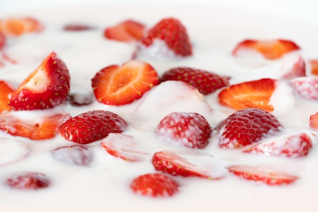 Yogurt from strawberries. Summer dessert.