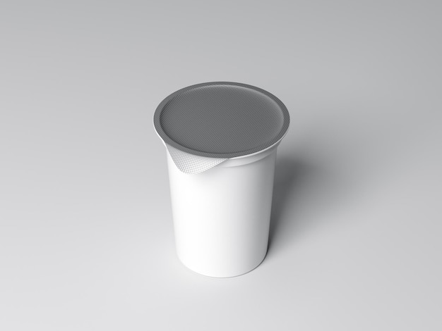 Yogurt Plastic container Mockup isolated on gray background, 3d rendering