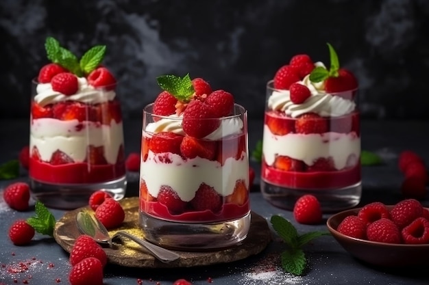 Yogurt with strawberries Generative AI