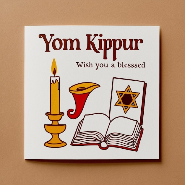 Yom Kippur Background with Candle and Shofar Realistic Design