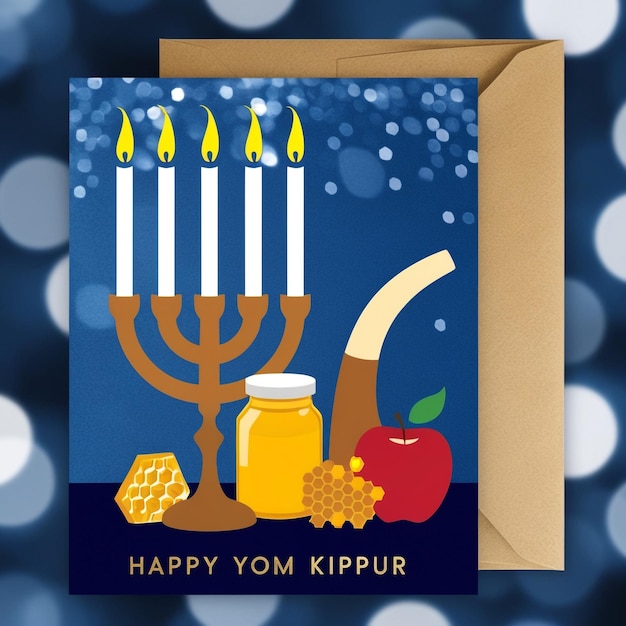 Yom Kippur greeting card design template or background with logo