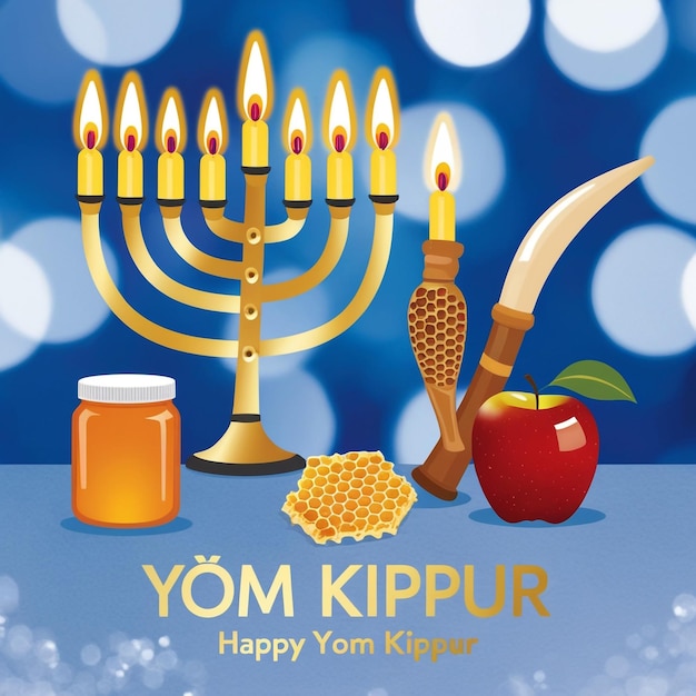 Yom Kippur greeting card design template or background with logo