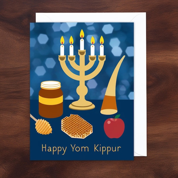 Photo yom kippur greeting card design template or background with logo