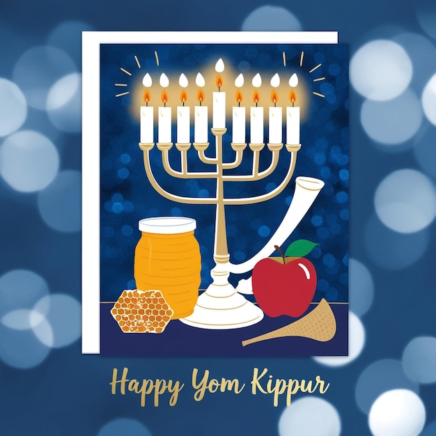 Yom Kippur greeting card design template or background with logo