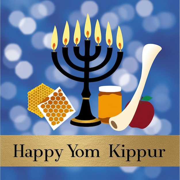 Photo yom kippur greeting card design template or background with logo