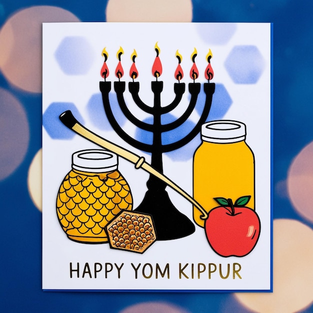 Photo yom kippur greeting card design template or background with logo