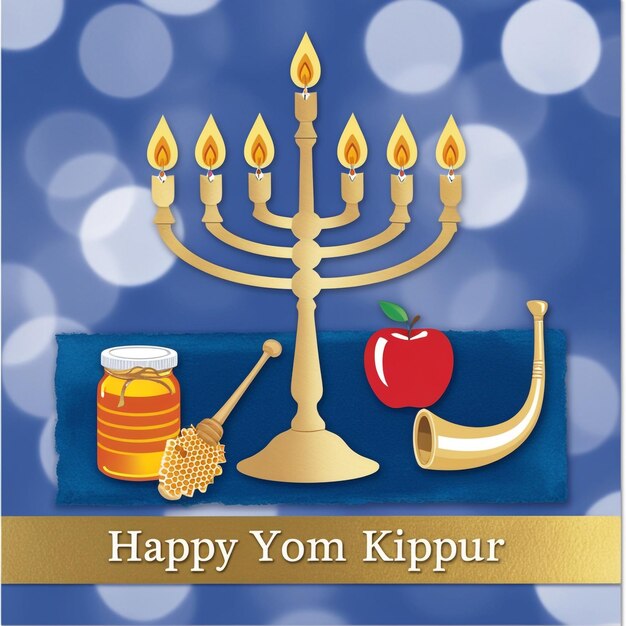 Photo yom kippur greeting card design template or background with logo