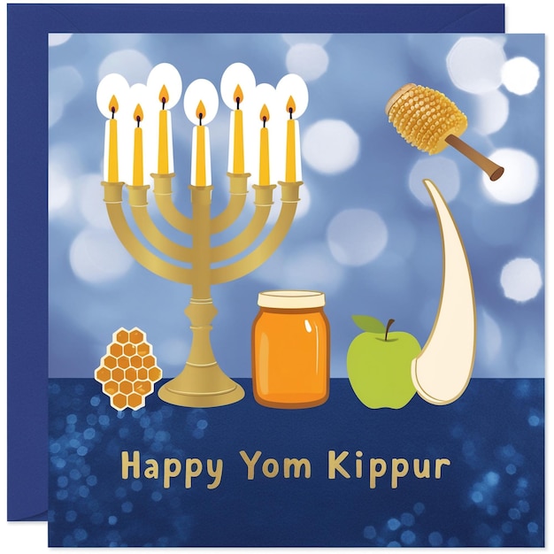 Photo yom kippur greeting card design template or background with logo