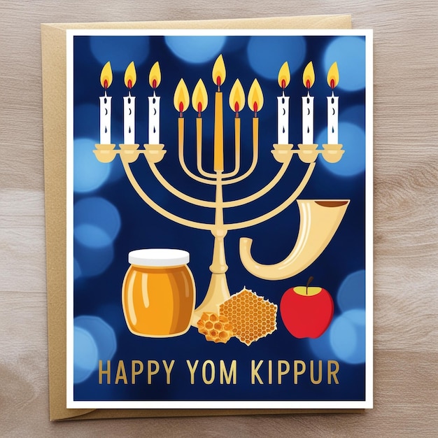 Photo yom kippur greeting card design template or background with logo