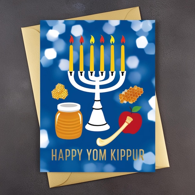 Yom Kippur greeting card design template or background with logo