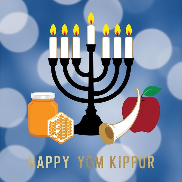 Yom Kippur greeting card design template or background with logo