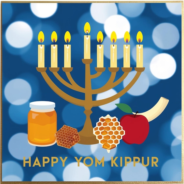 Photo yom kippur greeting card design template or background with logo