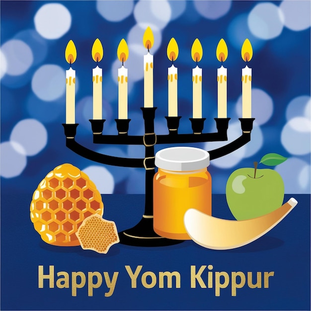 Photo yom kippur greeting card design template or background with logo