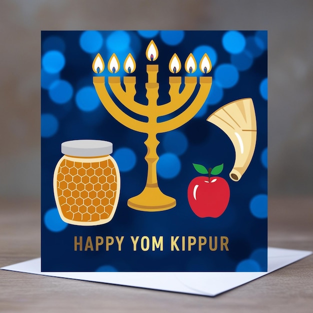 Photo yom kippur greeting card design template or background with logo