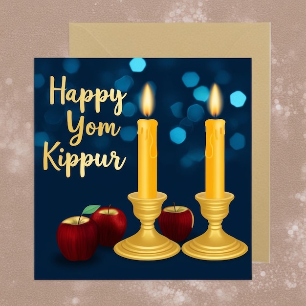 Yom Kippur Greeting Card Template with Shofar Design