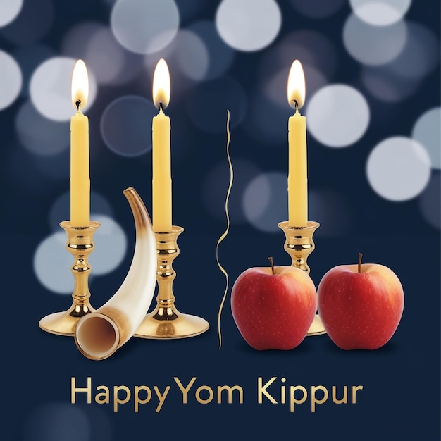 Yom Kippur Greeting Card Template with Shofar Design