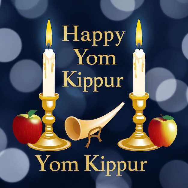 Yom Kippur Greeting Card Template with Shofar Design