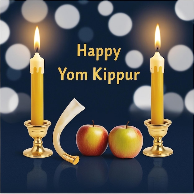 Photo yom kippur greeting card template with shofar design