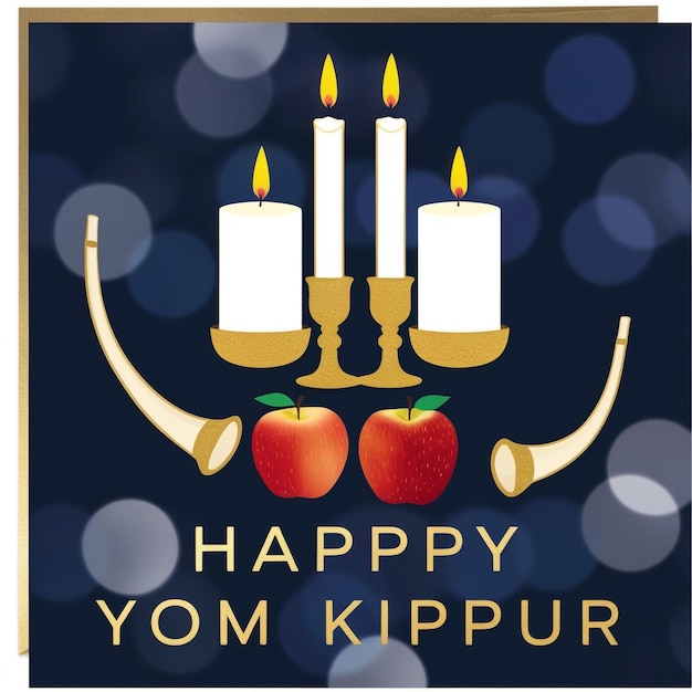 Yom Kippur Greeting Card Template with Shofar Design