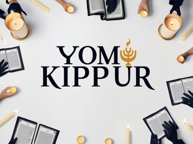 Photo yom kippur template with traditional jewish elements