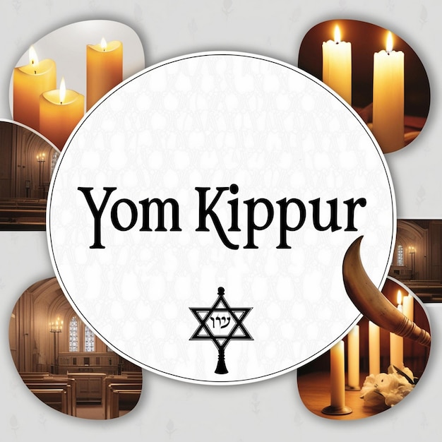 Photo yom kippur template with traditional jewish elements