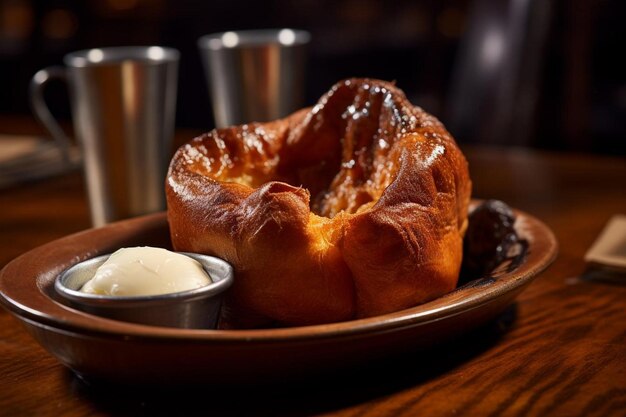 Yorkshire Pudding at a Gourmet RestaurantTraditional British Dishes Yorkshire pudding