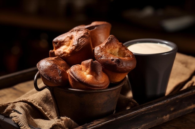 Yorkshire Pudding in a Serene SettingTraditional British Dishes Yorkshire pudding