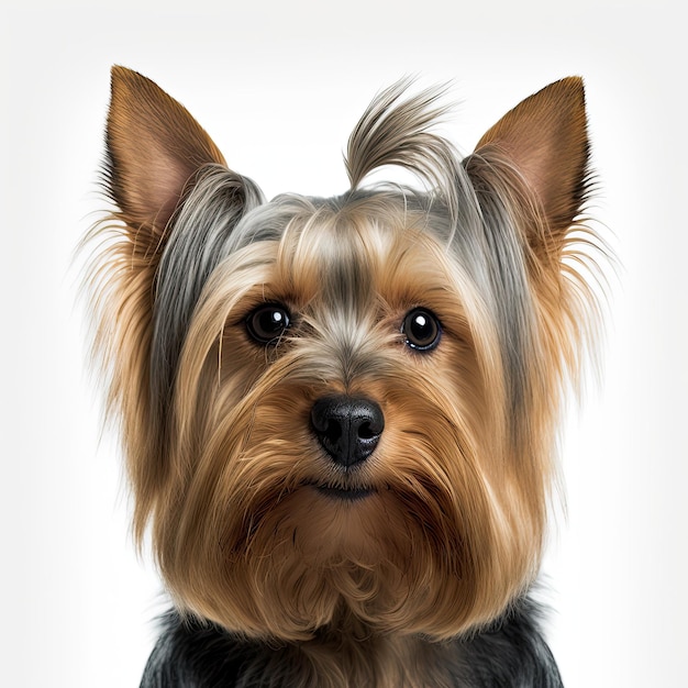 Yorkshire Terrier dog isolated on white background Generative AI