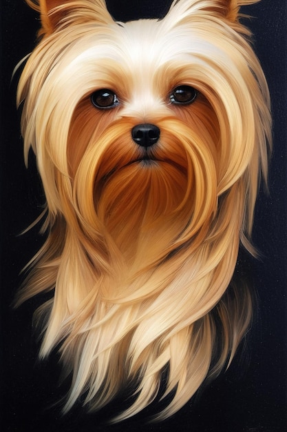 Yorkshire terrier dog portrait illustration generative ai