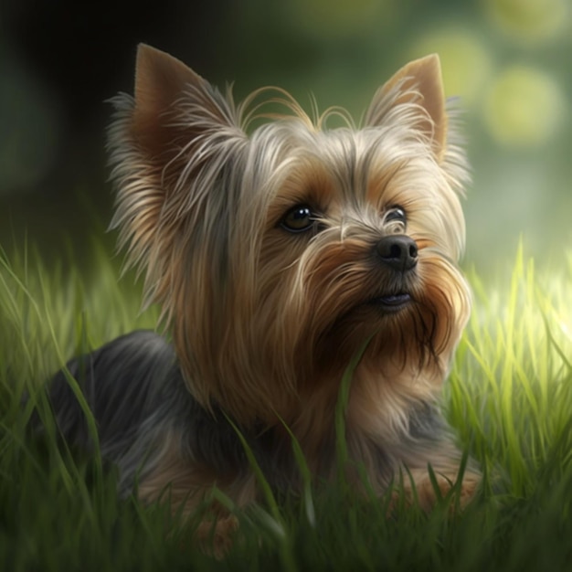 Yorkshire Terrier on a lawn