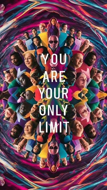 Photo you are your only limit colorful background and text tshirt design motivational quote illustration typography