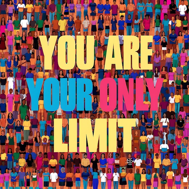 Photo you are your only limit colorful background and text tshirt design motivational quote illustration typography