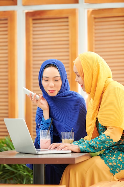 Youg women working on proect for university