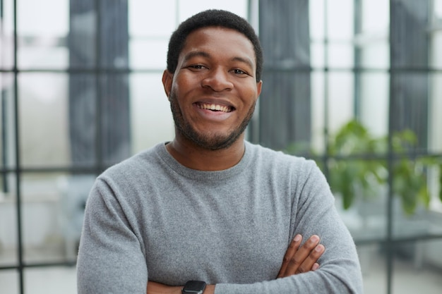 Young adult african american ethnicity man looking at camera