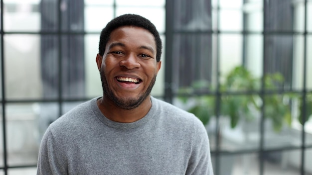 Young adult african american ethnicity man looking at camera