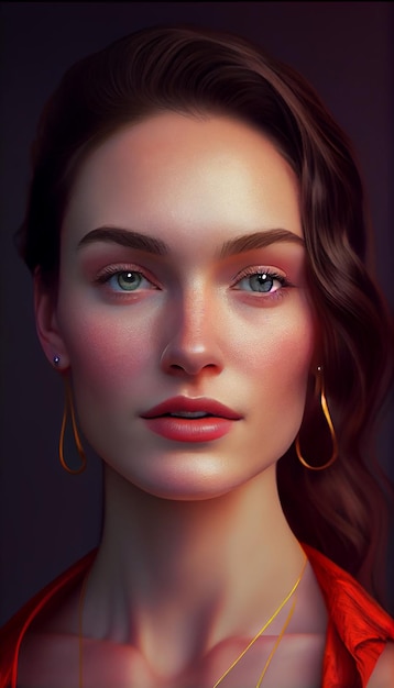 Young adult beauty model looking sensually at camera generative AI