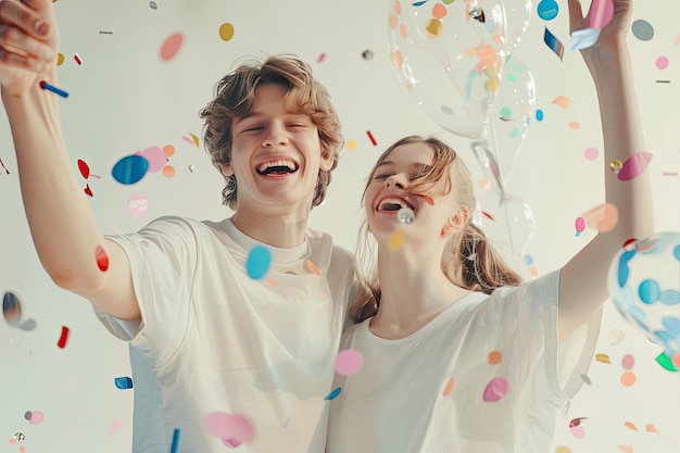 Young adult having fun at white party