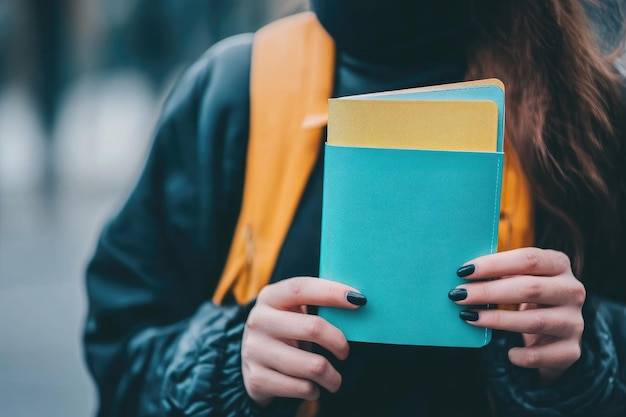 Young adult traveling with vaccination passport