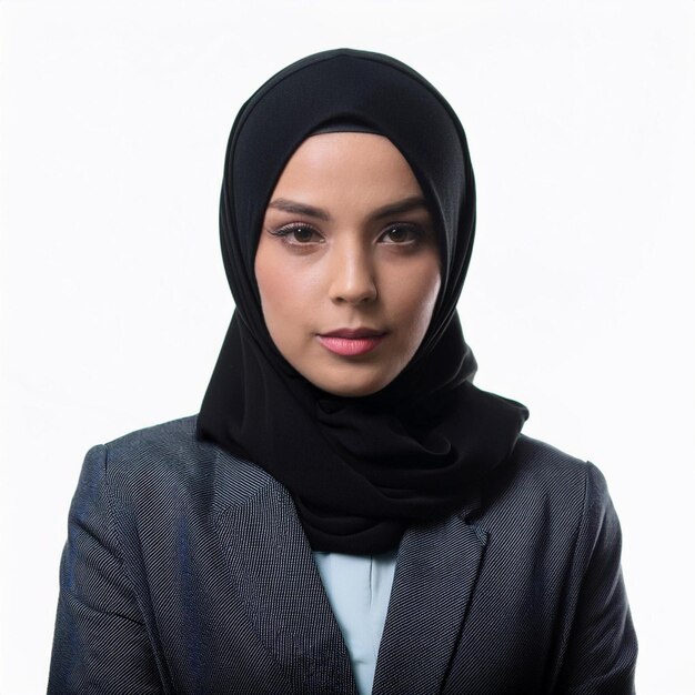 A young adult woman portrait wearing a hijab powerful and business woman