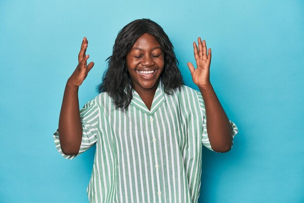 Young african american curvy woman joyful laughing a lot Happiness concept