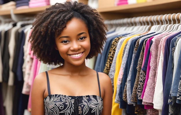 Young african american woman shopping in mall generative ai